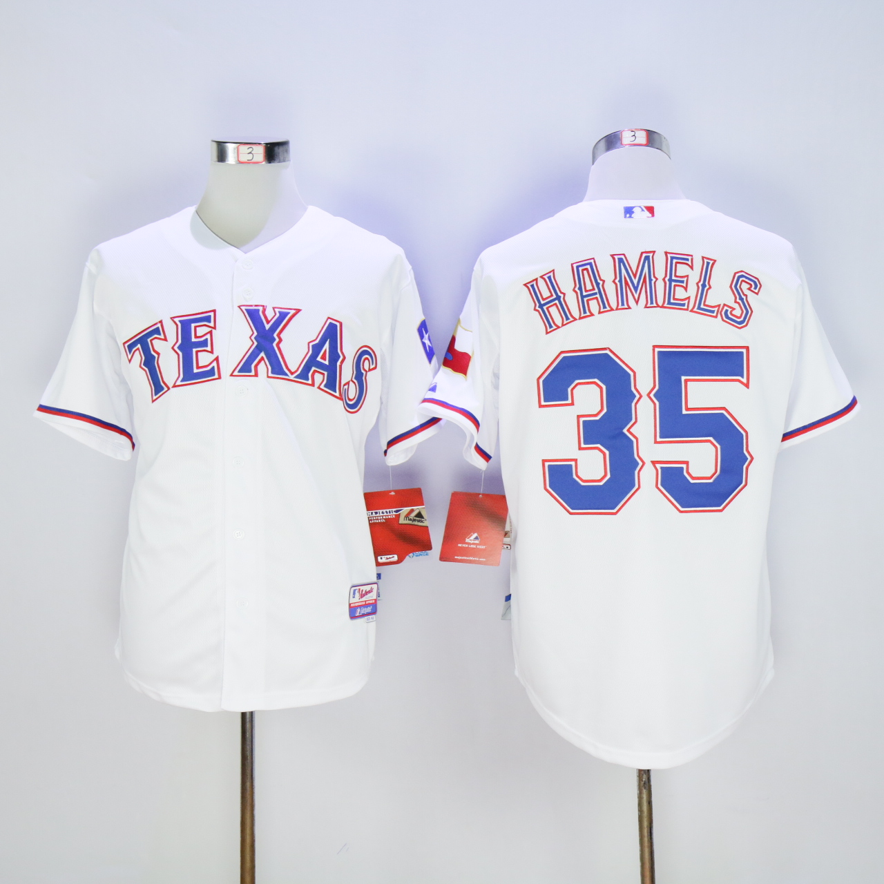 Men Texas Rangers 35 Hamels White MLB Jerseys